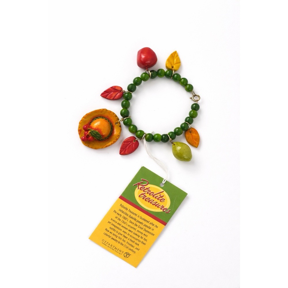 New Vtg DEPT 56 Retrolite Treasures Bracelet Farm Market Charms‎ Department 56